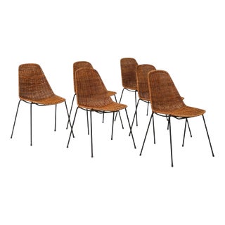 Basket Chairs by Gian Franco Legler, 1951, Set of 6 For Sale