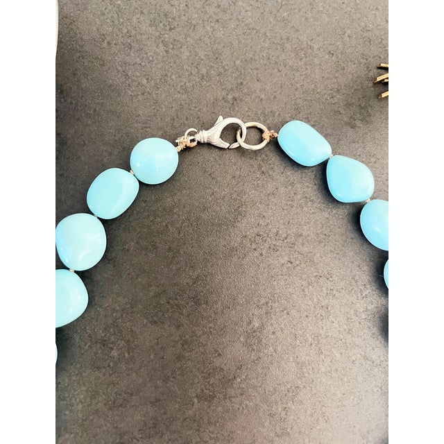 Turquoise Paste Necklace with 925 Silver Clasp, 1990s For Sale - Image 3 of 8