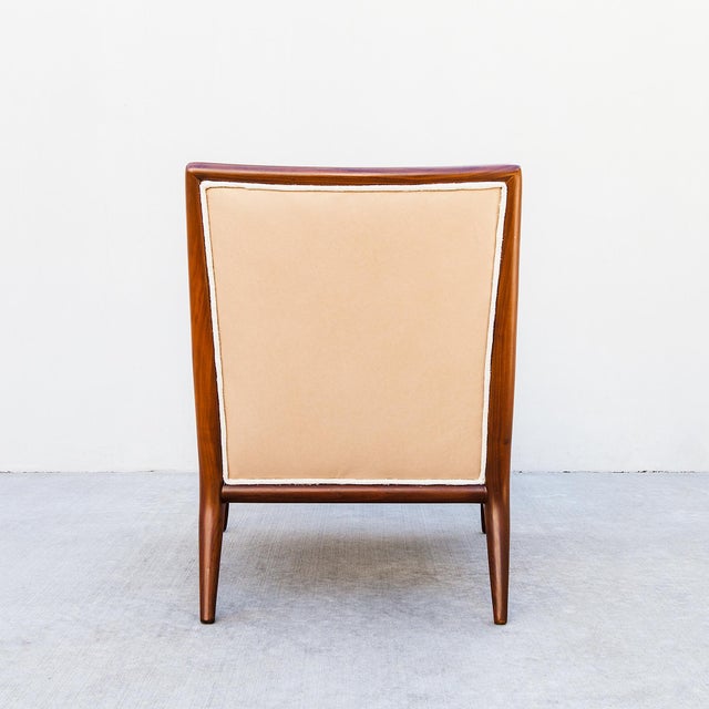 Restored 1950s Attributed to t.h. Robsjohn-Gibbings for Widdicomb Walnut Slipper Chair For Sale - Image 12 of 15