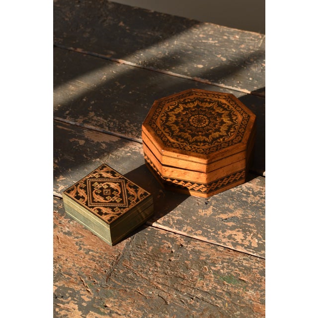 Antique Victorian Tunbridge Ware Mini Rectangular Inlaid Box, Circa Late 19th - Early 20th Century. The small rectangular...
