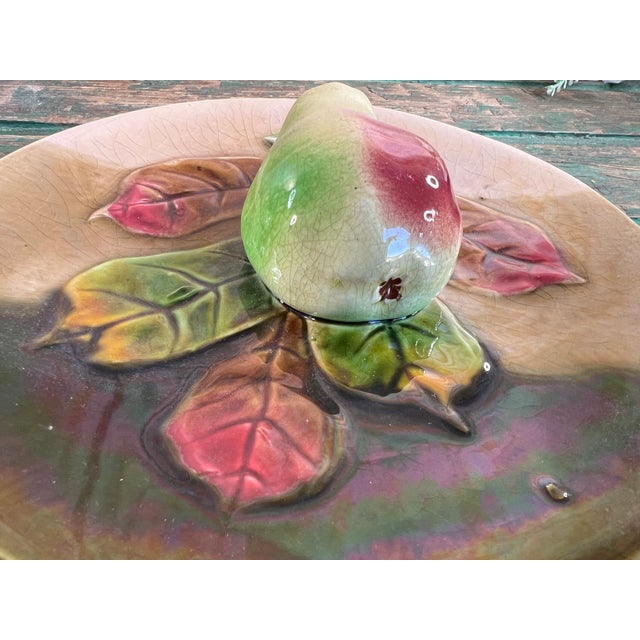 Forest Green Barbotine Plates, 1890s, Set of 2 For Sale - Image 8 of 13