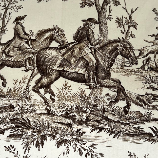 2020s Harwood Toile Du Jouy Hunting Scene Attributed to Cowtan and Tout For Sale - Image 5 of 6