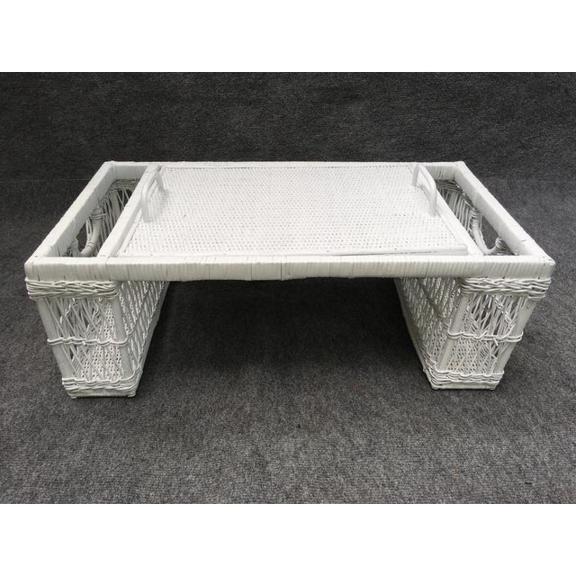 Vintage White Wicker Bed Tray Chairish