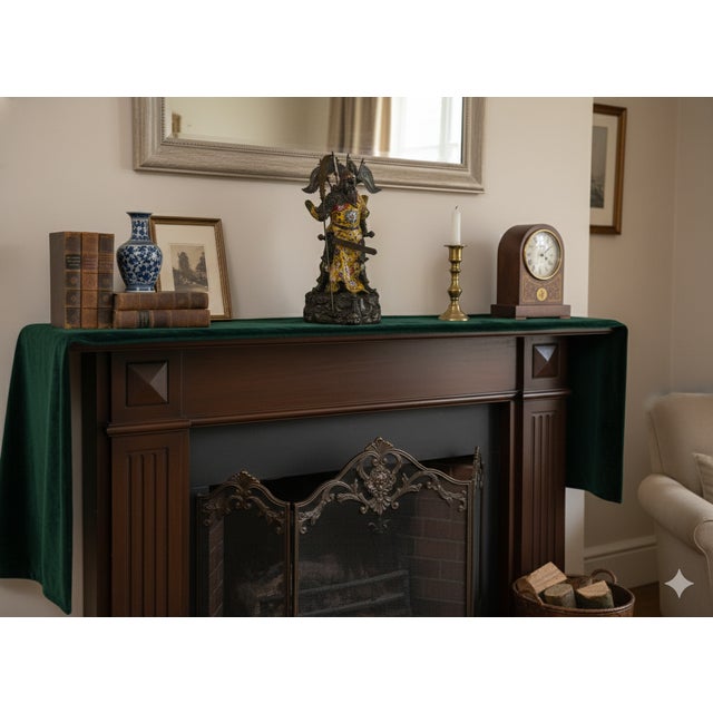 Vintage Cloisonne Yellow Enamel General Guan Yu Warrior Metal Statue For Sale - Image 17 of 18