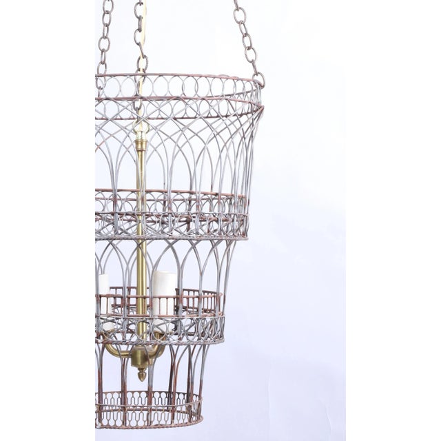 Vintage Handmade Chandelier Made of Metal Wire For Sale - Image 4 of 5
