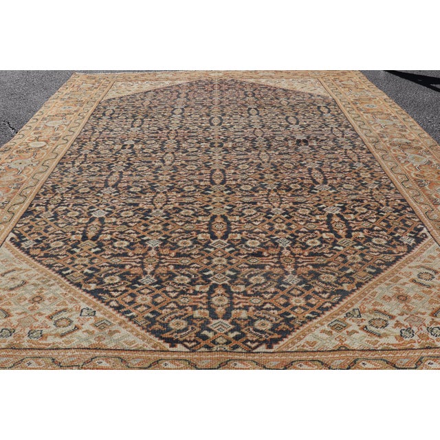 Textile Antique Persian Farahan Rug With Dark Field Allover Herati Design For Sale - Image 7 of 15