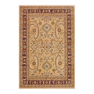 Art Nouveau Tan/Aubergine Wool Rug - 9'0'' X 11'9'' For Sale