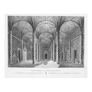Antique Architectural Engraving of Valencia Spain