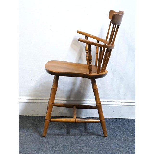 Wood Nichols & Stone Co. Solid Hard Rock Maple Colonial Early American Comb Back Dining Arm Chair For Sale - Image 7 of 11
