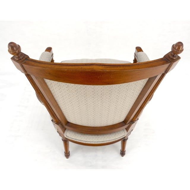 Late 20th Century Pair of Directoire Style Acorn Finials Solid Cherry Open Arm Lounge Chairs MINT! For Sale - Image 5 of 16