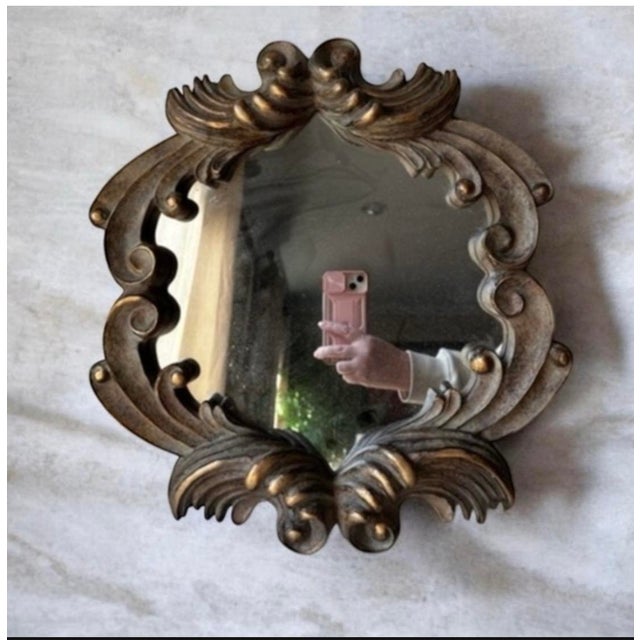 Elegant Gold Ornate Accents Wall Mirror 14.5”x15.5” For Sale - Image 9 of 10