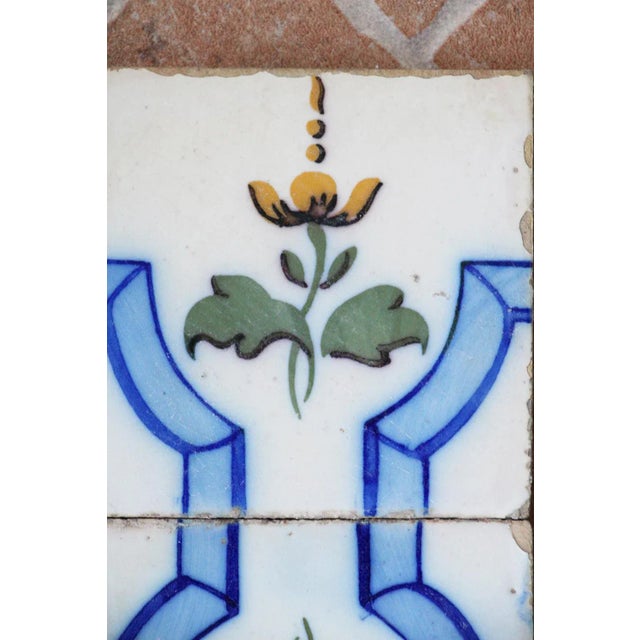 This original Set of 2 Tiles Flowers and Ribbons, Original Art Deco, were made in Portugal in the beginning of the 20th...