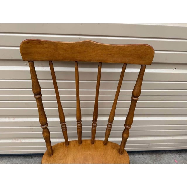 Late 20th Century Set of Four Vintage Bistro Style Solid Maple Spindle Back Dining Chairs For Sale - Image 4 of 10