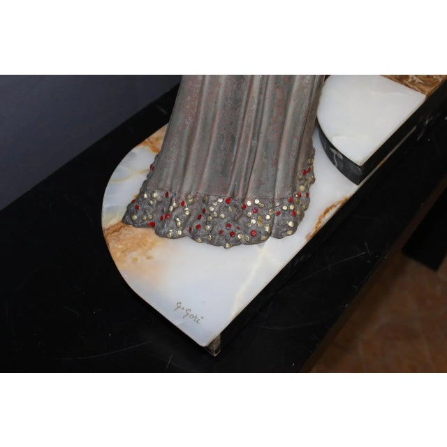 Georges Gori, Woman with Greyhounds, 1925, Faux Chryséléphantine For Sale - Image 10 of 18