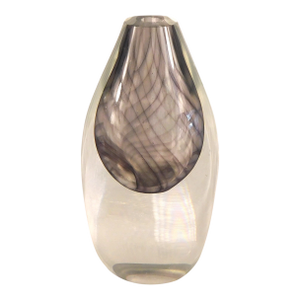 Swirled Gray Cased in Clear Art Glass Perfume Bottle