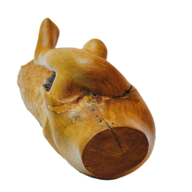 Wood Hand Carved Signed Biomorphic Solid Wood Large Seated Female Sculpture For Sale - Image 7 of 13