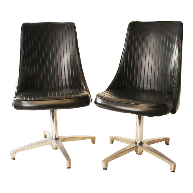 Chromcraft MidCentury Black Vinyl Dining Chairs A Pair Chairish