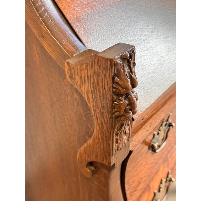 Antique Tiger Oak Slant Front Secretary Desk For Sale - Image 10 of 15