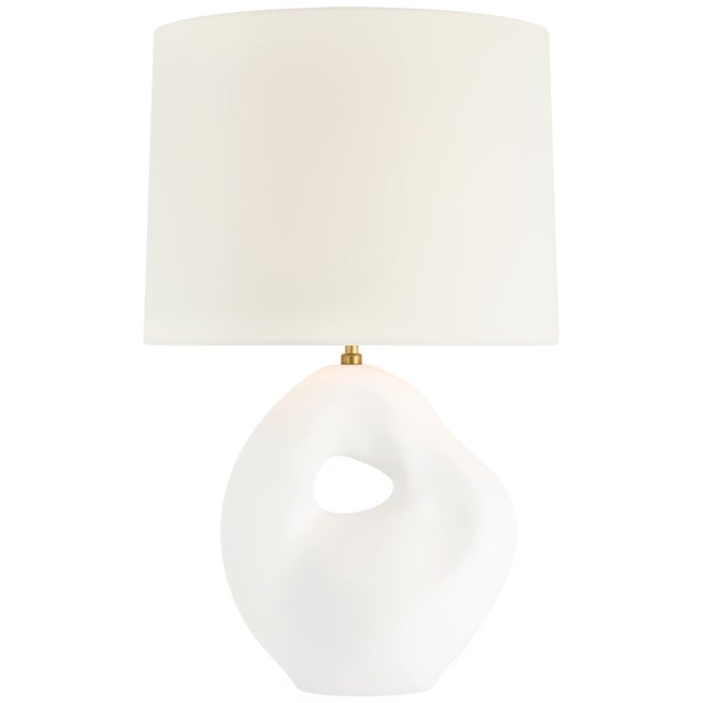 Modern AERIN by Visual Comfort Signature Adria 25" Table Lamp in Plaster White with Linen Shade For Sale - Image 3 of 3