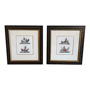 1790 Coat of Arms Engravings in Sgraffito Frames - a Pair