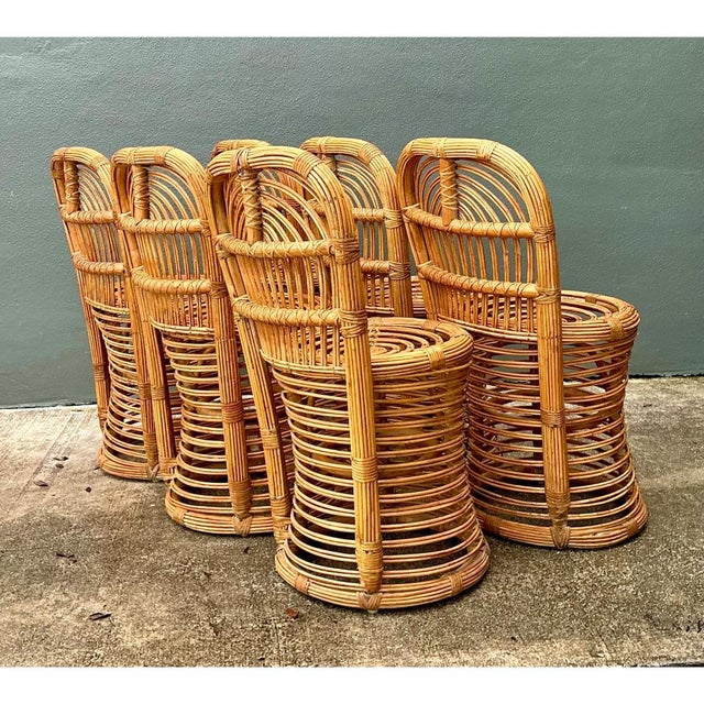 Vintage Rattan Dining Chairs - Set of 6 For Sale - Image 9 of 12
