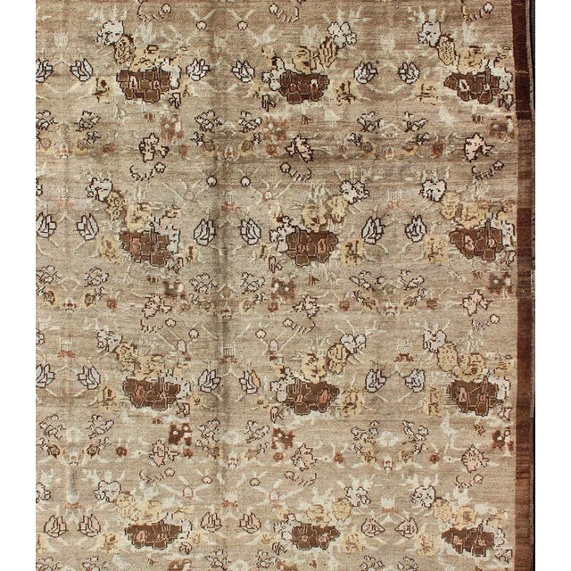 Measures: 8'2 x 10'. Antique Turkish Tulu Rug with Soft Beige, Warm Brown, and Cream Accents. Keivan Woven Arts /...