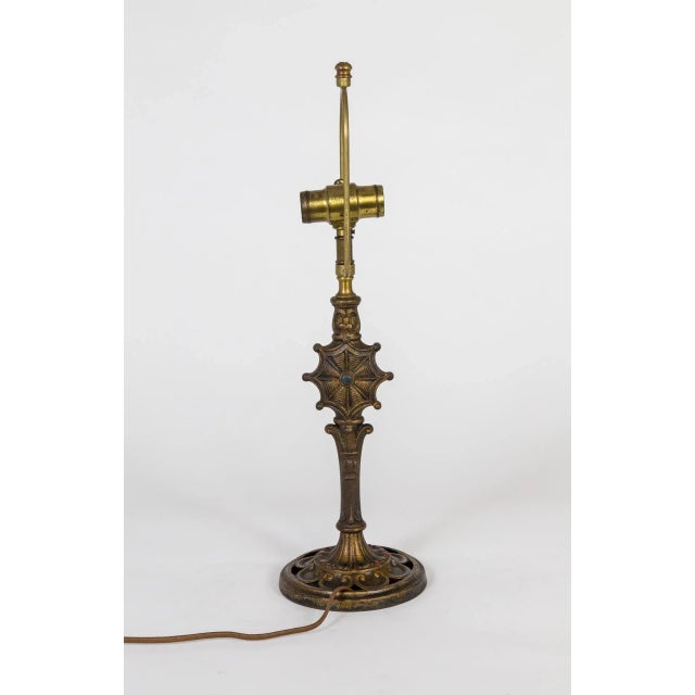 Early 20th Century Cast Brass Table Lamp with Spider Web For Sale In San Francisco - Image 6 of 12