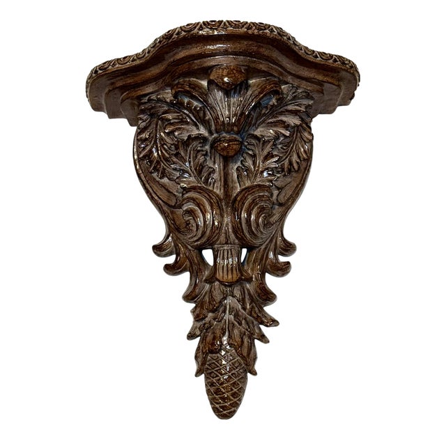 Late 20th Century Pair or Vintage Baroque Wall Corbels • Large Acanthus Leaf Architectural Shelves For Sale - Image 5 of 18