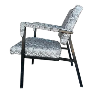 Faux Snake Skin and Metal Armchair by All-Steel Reupholstered Restored