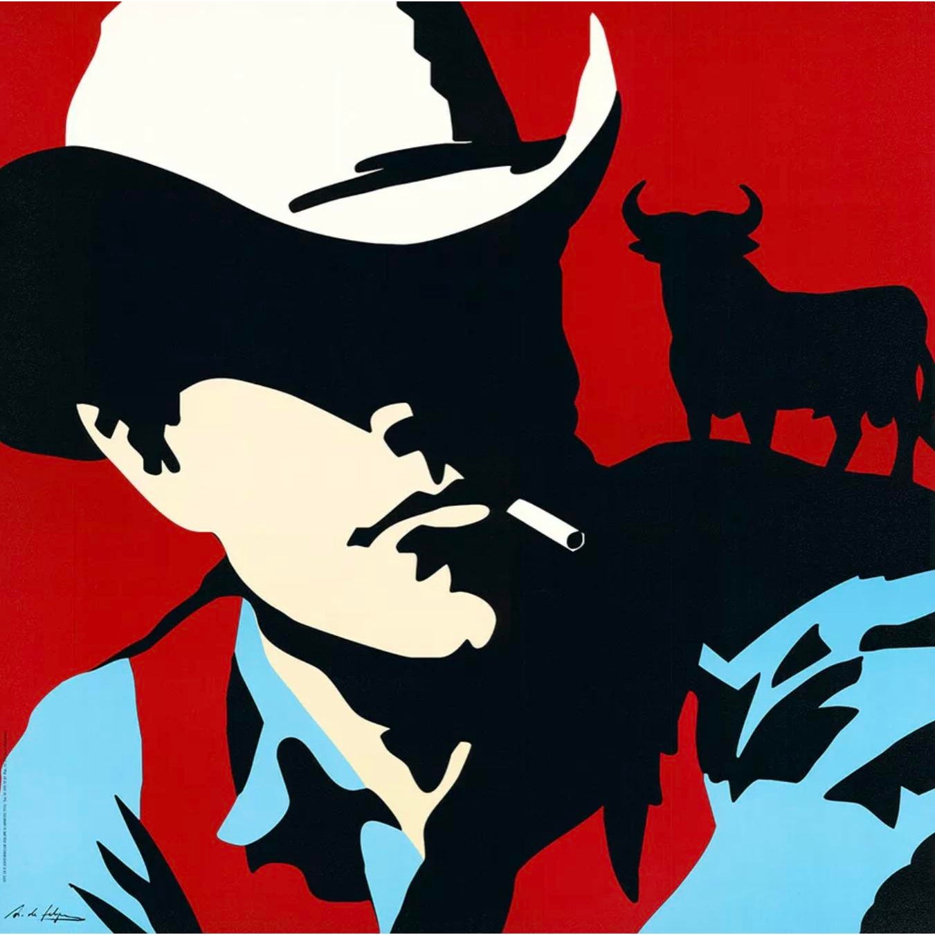 “Cowboy - Red” Contemporary Pop Art Style Western Portrait Print by