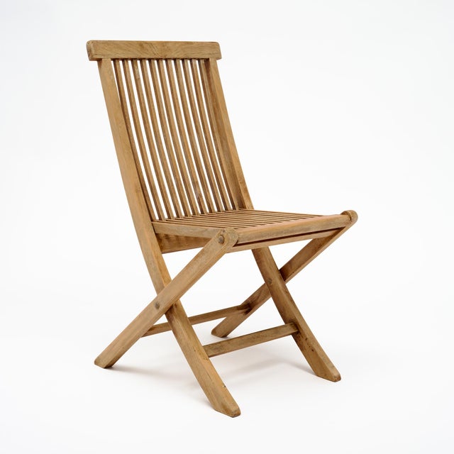 Mid-Century Modern Set of Six Folding Teak Chairs, Danish, Mid-Century Modern Style For Sale - Image 3 of 9