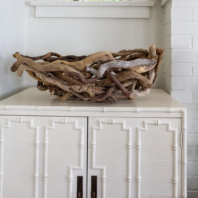 Sculptural Folk Art Driftwood Boat Shaped Bowl or Basket For Sale - Image 13 of 13