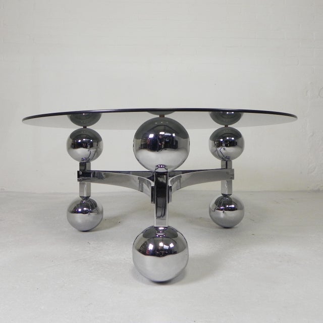 Space Age Sputnik Coffee Table with a Chrome Base, 1970s For Sale - Image 9 of 16