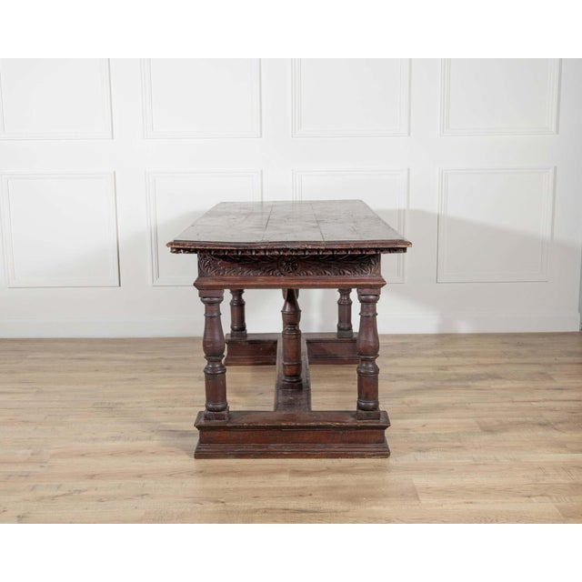 Brown Early 17th-Century Lombard Louis XIV Walnut Table with Baluster Legs For Sale - Image 8 of 8