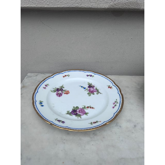 Early 19th Century French Flowers Porcelain Plate. Called Porcelain of Paris. 9 inches diameter