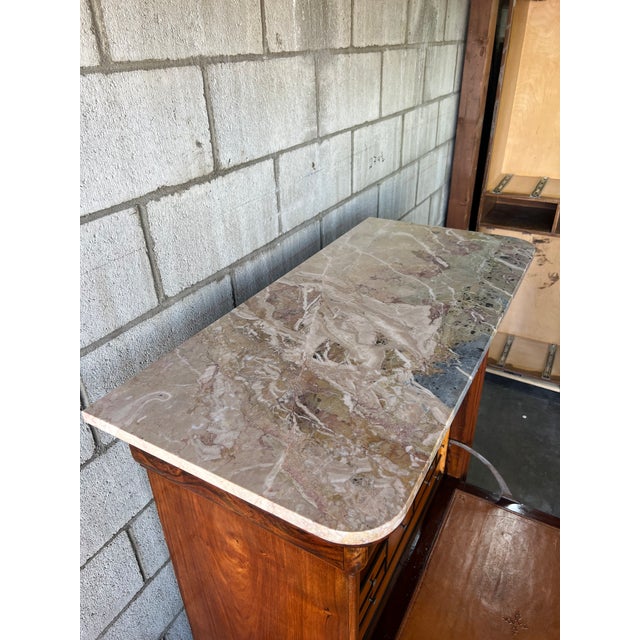 Louis Philippe French Figured Walnut Secrétaire À Abattant With Marble Top For Sale In Los Angeles - Image 6 of 15
