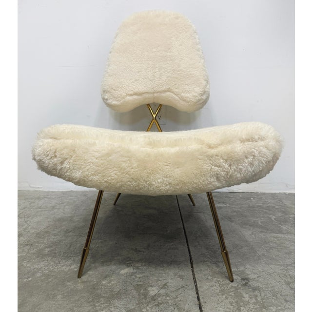 Cream Jonathan Adler Maxime Shearling Slipper Lounge Chair For Sale - Image 8 of 12