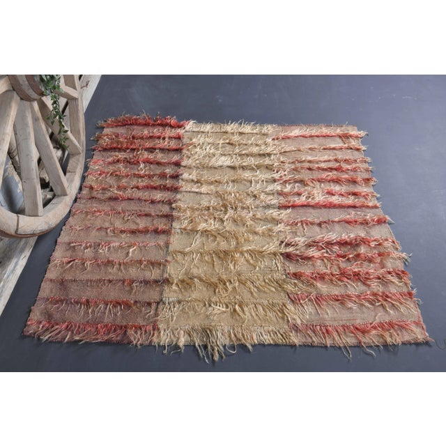 Vintage Turkish Hand-Knotted vintage rug is a semi-antique vintage kilim area rug.'70s Eastern region of Turkey's unique...