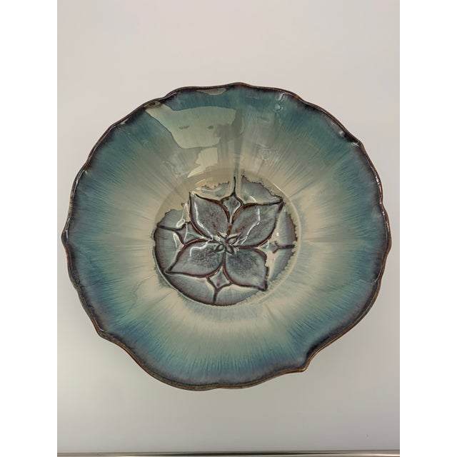 American 1980s Artist Bill Campbell Art Pottery 13.5" Centerpiece Bowl For Sale - Image 3 of 5
