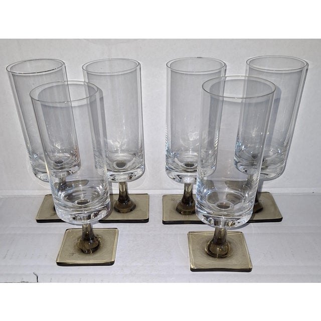 Linear Smoke Series Flute Glasses by G.B. Jensen for Rosenthal, 1960s, Set of 6, in Flawless conditions. Designed 1950 to...