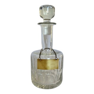 Lead Crystal Decanter With Bourbon Liquor Tag For Sale