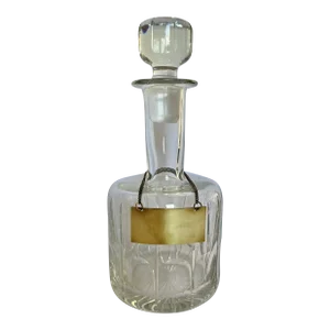 Lead Crystal Decanter With Bourbon Liquor Tag