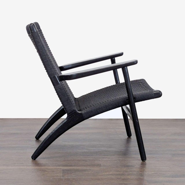 Carl Hansen & Søn Carl Hansen & Son Ch25 Modern Black Woven Lounge Chair by Hans J. Wegner For Sale - Image 4 of 8