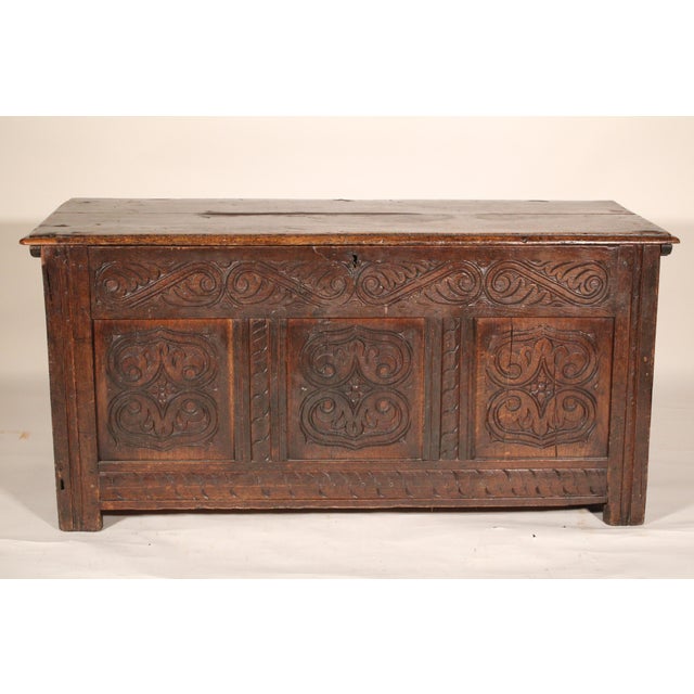 English 18th Century English Oak Trunk For Sale - Image 3 of 10
