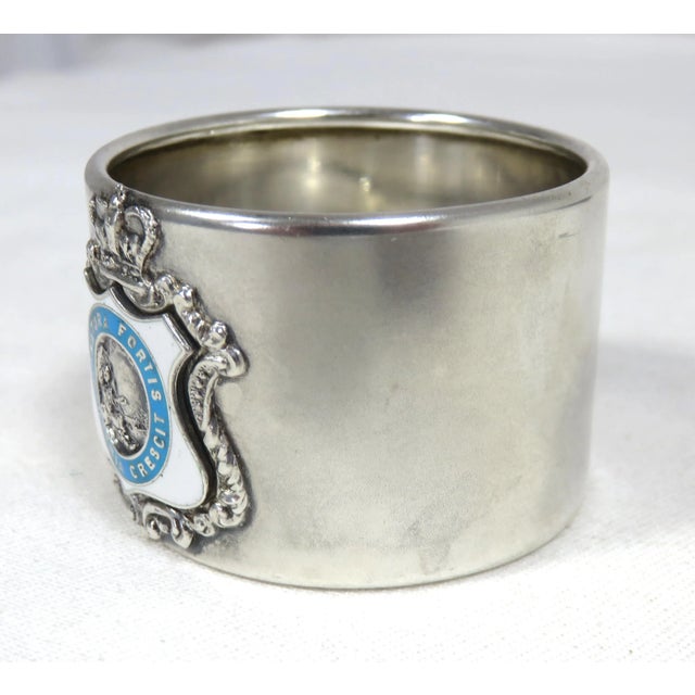 1900 - 1909 Antique Sterling Silver Enamel Quebec Canada Souvenir Napkin Ring For Sale - Image 5 of 13