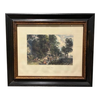 Vintage “Arcadian Shades” After Peter Paul Rubens Pastoral Landscape Print in Black & Gold Frame For Sale