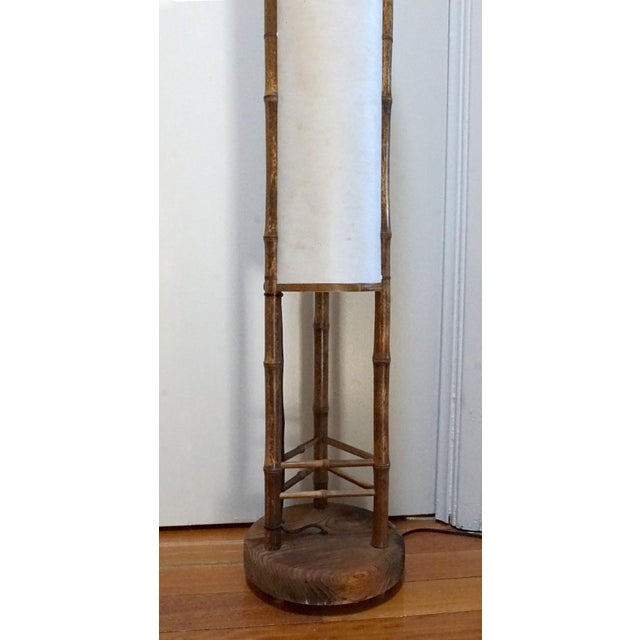 Unique Japanese or Chinoiserie Paper Vintage Hand Crafted Bamboo Floor Lamp For Sale - Image 4 of 5