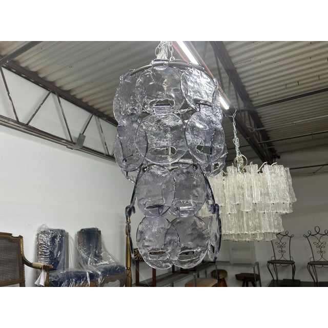 Lavender Vintage Murano Glass Chandelier by Carlo Nason for Mazzega For Sale - Image 8 of 9