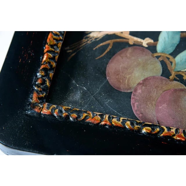 Glass Pair French Drinks Table Faux Bamboo With Painted Birds Under Glass For Sale - Image 7 of 12