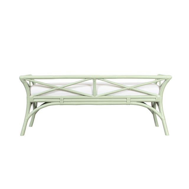 Charlotte Bench - Celery Green For Sale In West Palm - Image 6 of 7